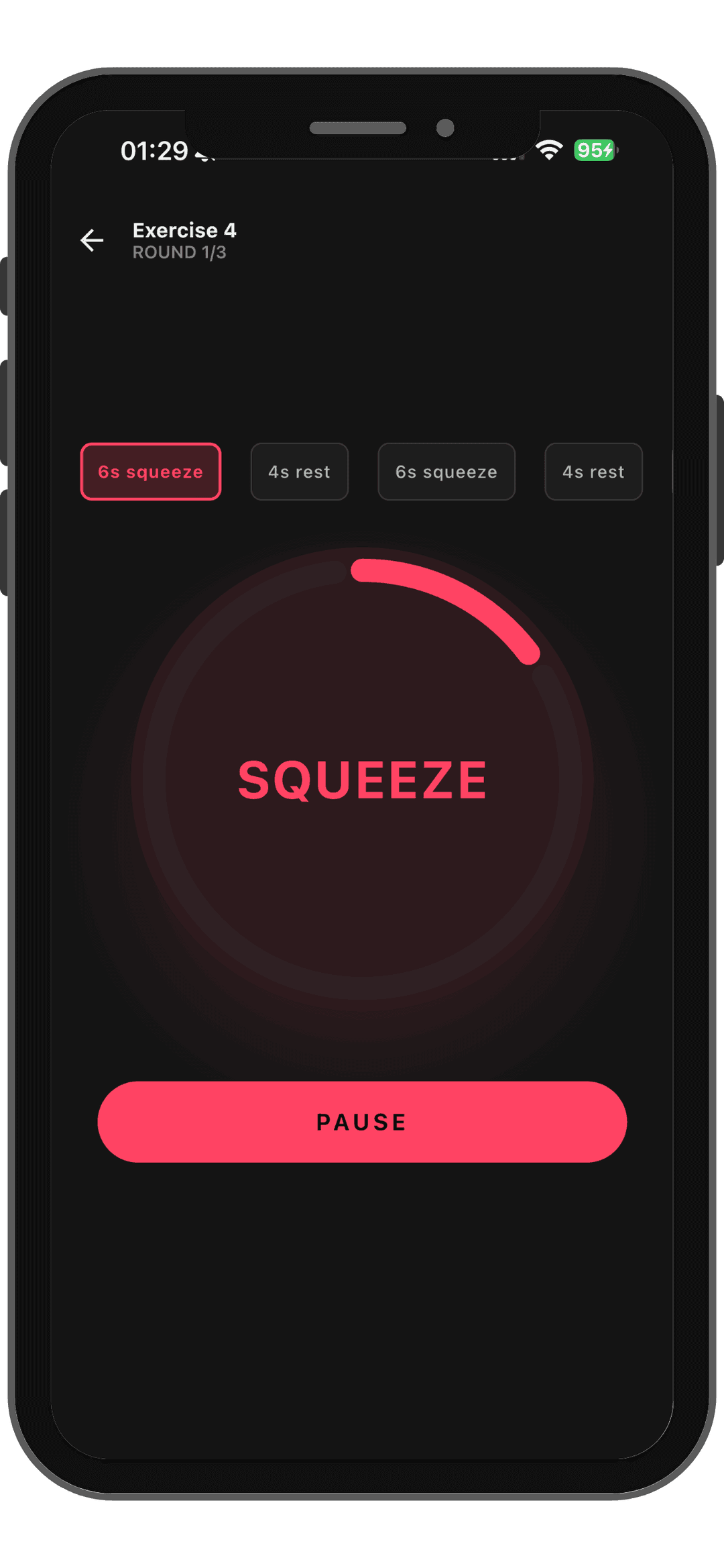 SQZ guided workouts in the app