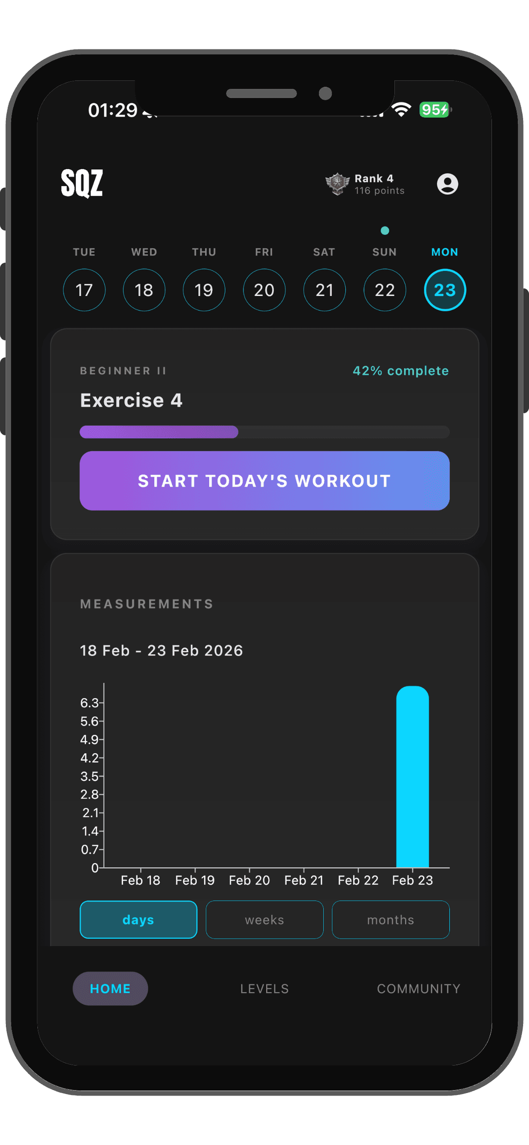 Daily plan and progress tracking in SQZ