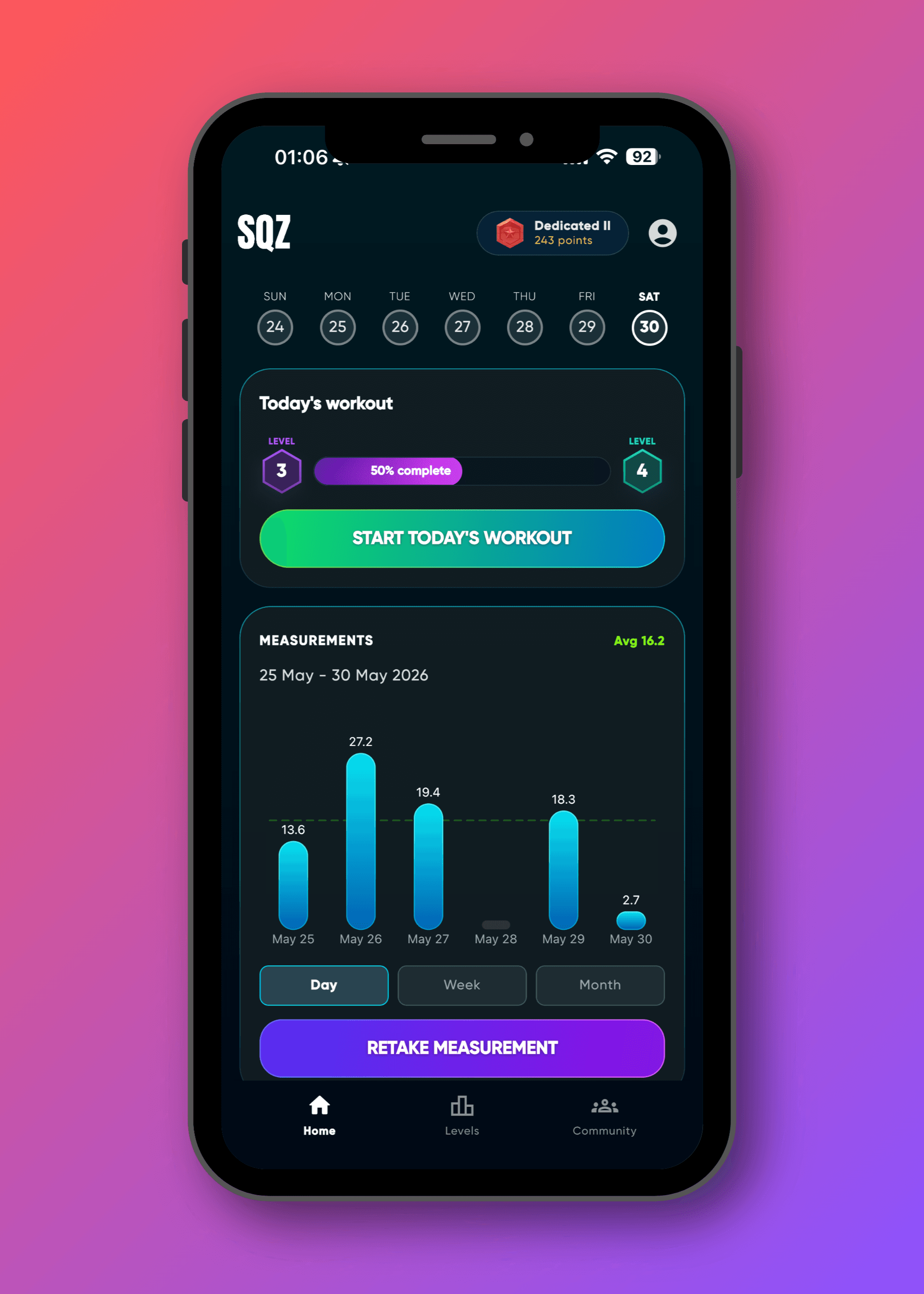 Daily plan and progress tracking in SQZ