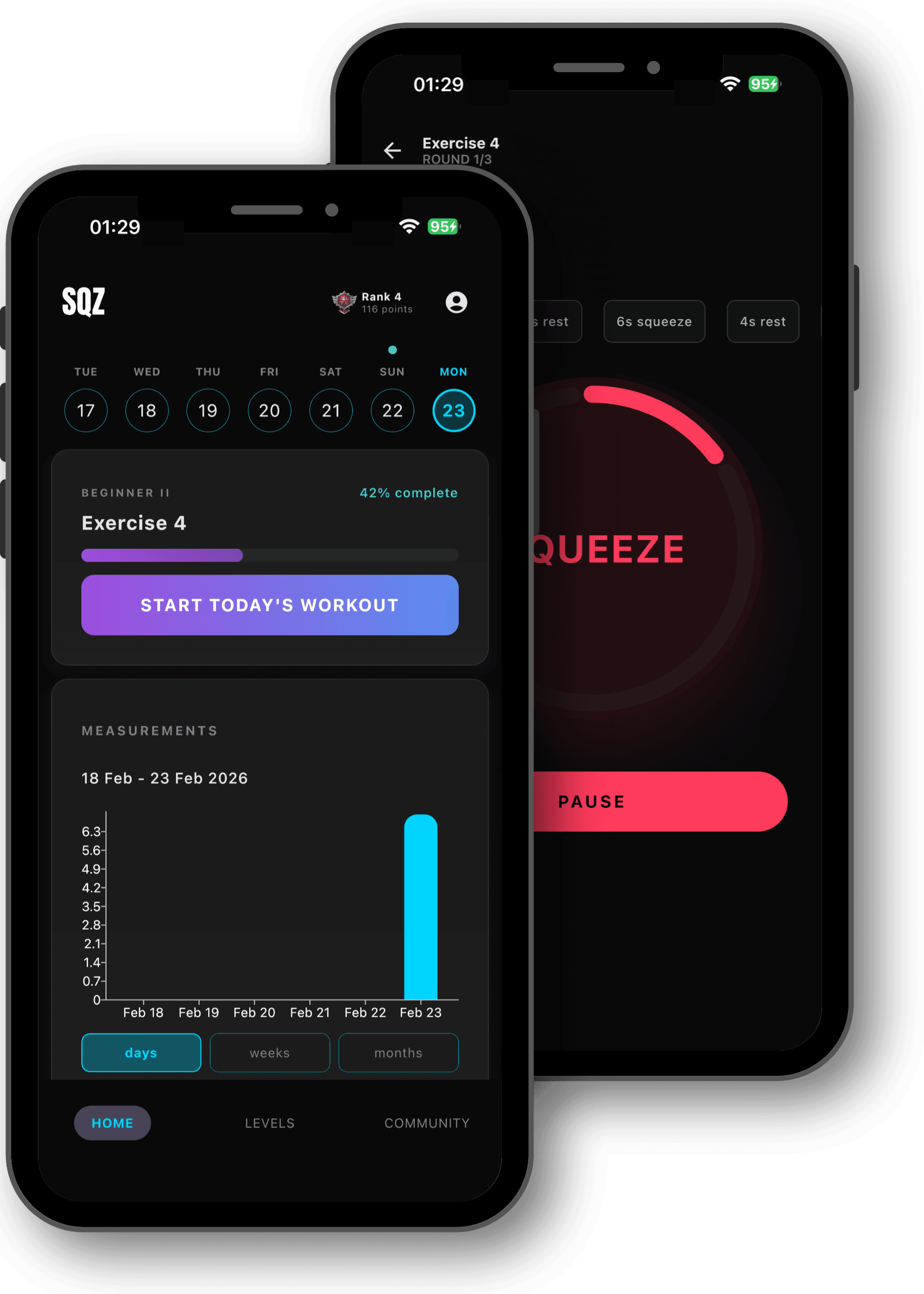 SQZ app preview on a phone